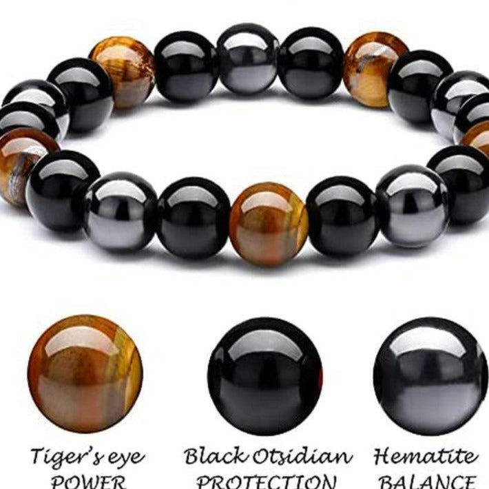 Black Obsidian and Tiger Eye Stone Bracelet