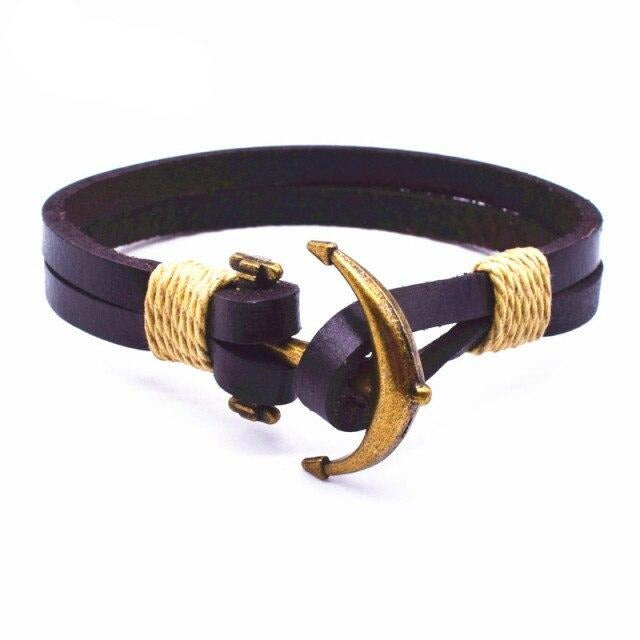 Genuine Leather Anchor Bracelet