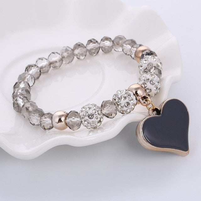 Crystal Heart Charm Handmade Bracelet