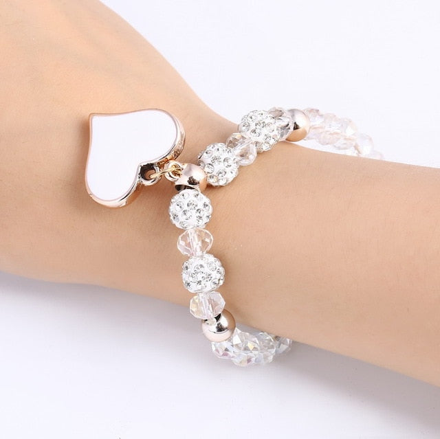Crystal Heart Charm Handmade Bracelet